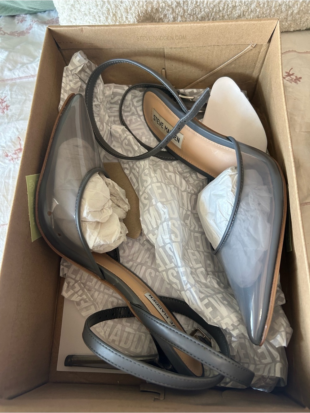 Steve Madden Gray Patent Pointed Slingback Heels - Picture 6 of 8